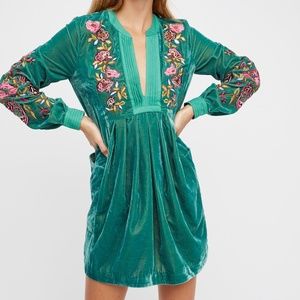 Free People Mia Velvet Embroidered Dress